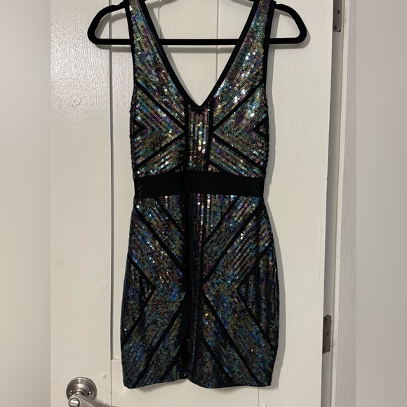 Bebe Multicolor Sequin Mini Dress - Picture 1 of 6